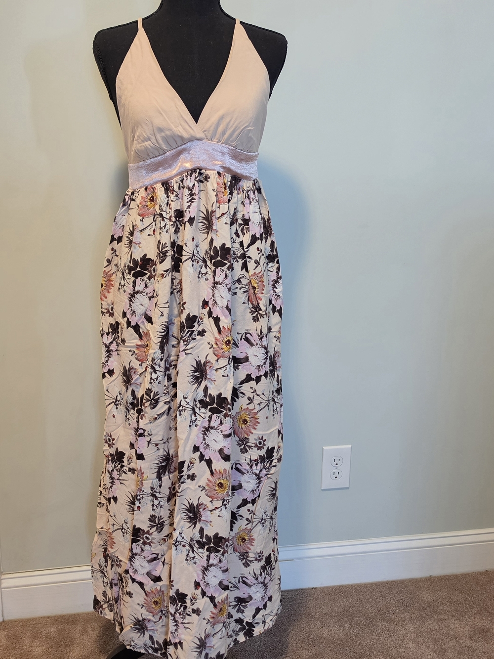 love, Fire Blush Pink and Floral Maxi Dress